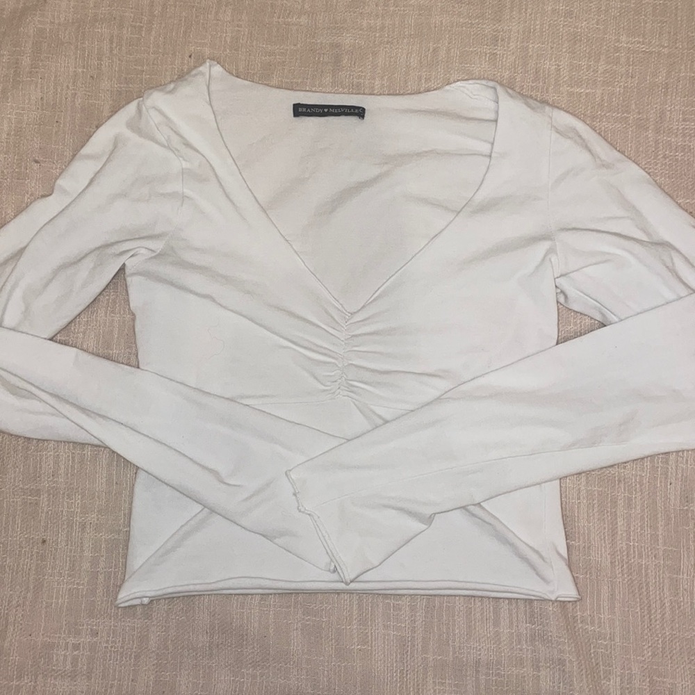 Brandy Melville White Long Sleeved Top
